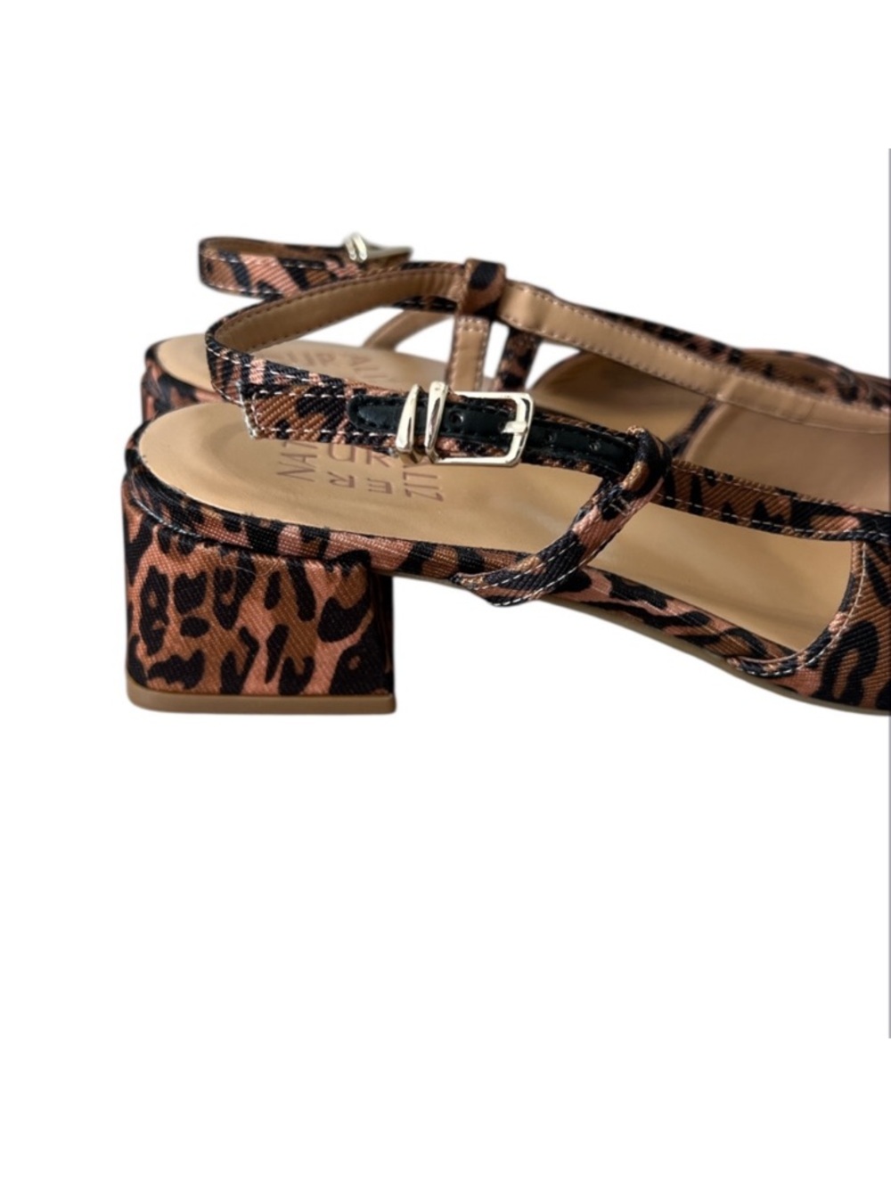 Naturalizer Harper Leopard Print Slingback Pumps Square Toe Block Heel - Picture 7 of 10